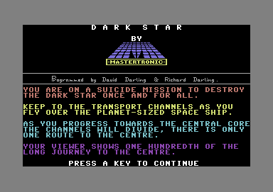 Dark Star screenshot 2 for Commodore 64